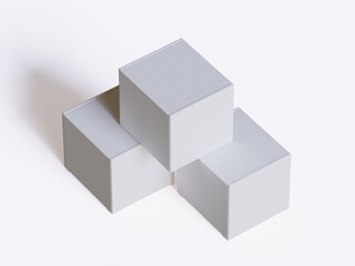 Canvas Print - Realistic square White color Package Box on white background for mockup collection 3D render