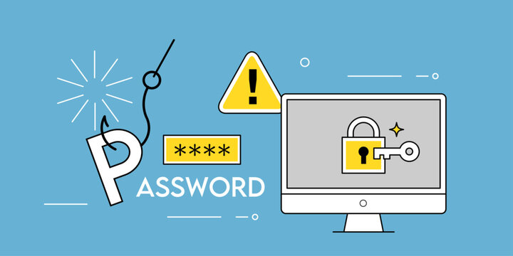 フィッシング詐欺・パスワード盗難とセキュリティ対策のイラスト素材