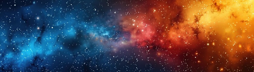 Wall Mural - Vibrant galaxy background featuring a beautiful mix of blue, red, and orange hues with countless stars, perfect for space-themed projects and designs.