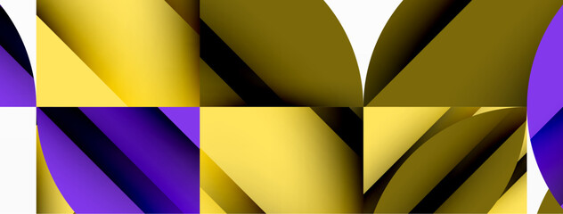 Aufkleber - Circle, square and flower petal geometric background. Round shapes composition for wallpaper, banner, background or landing