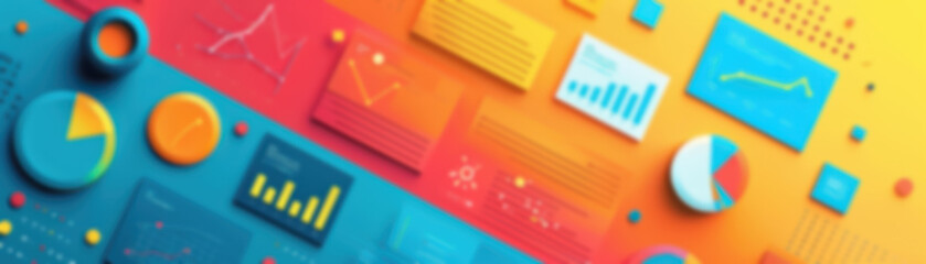 Poster - A vivid and modern data dashboard displaying diverse graphs and charts, illustrating various statistical and analytical data trends in a colorful interface.
