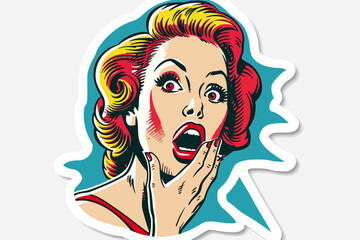 pop art surprise: a vintage-style illustration of a woman with a shocked expression, perfect for add