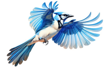 Canvas Print - PNG Blue jay bird in flight