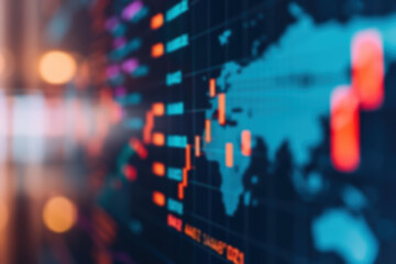 Poster - stock market trading graph on a digital screen with global financial data, reflecting trends and ana