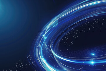 Poster - A stunning futuristic blue light trail in a dark space background, radiating energy and movement, perfect for technology and sci-fi themes.