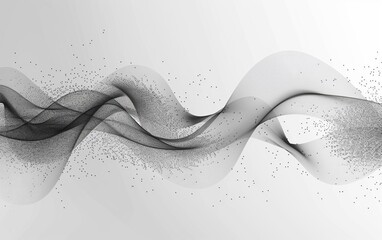 Poster - Abstract black waves on a gray background, showcasing elegant movement and fluidity in a minimalist style. Ideal for modern and contemporary design.