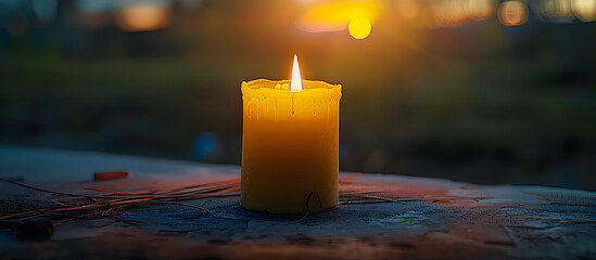 Poster - A memorial candle used for remembrance and tribute, often seen at memorial services and funerals