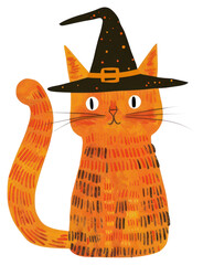 Poster - Whimsical Halloween cat illustration