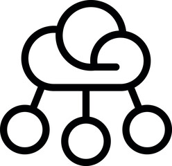 Poster - Line art icon of cloud computing distributing data to multiple devices