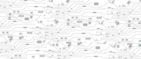 Aufkleber - Abstract Technology Circuit board background. Grey white Abstract technology background. Digital technology with plexus background and space for your text