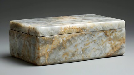 A polished stone box with a natural grain finish