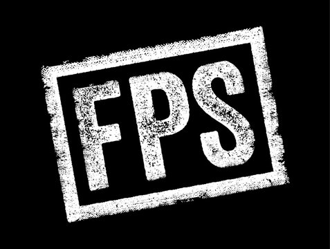 FPS stands for Frames Per Second, it is a measure used in computer graphics and video gaming to quantify the rate at which consecutive images, or frames, are displayed on a screen, text concept stamp