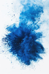 Wall Mural - Dynamic explosion of vibrant blue powder against a white background, creating a dramatic and eye-catching abstract image. Perfect for creative projects.