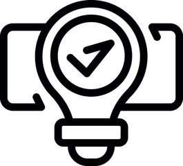 Poster - Light bulb is presenting a business solution, with a check mark icon inside, symbolizing a successful idea
