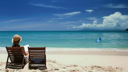 woman on the beach reading the book