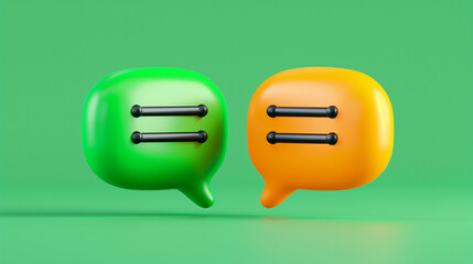 Poster - Speech Bubbles for Communication and Chat in Bright Colors. Vibrant Green and Orange Bubbles Representing Dialogue and Interaction on a Smooth Background