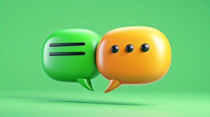 Poster - Colorful Speech Bubbles for Chat and Communication. Engaging Dialogue Icons in a Bright Green Background. Perfect for Digital Interaction Themes