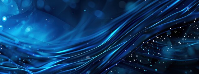 Poster - A blue and white image of a wave with a lot of sparkles