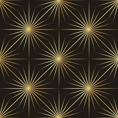 Sticker - Seamless luxury pattern abstract star christmas background with elegant golden illustration lines