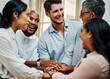 © MollerFinest/peopleimages.com - Business people, group and hands stack in circle for meeting at startup, solidarity and motivation. Teamwork, men and woman with diversity, scrum and support for goals with cheers at creative agency