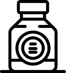 Sticker - Simple line icon of a medical glass bottle with pills inside