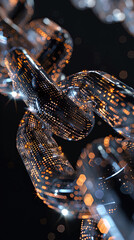 Poster - Concept digital blockchain technology. Blockchain chain with digital network and binary code. Smart network connection. Blockchain technology and cyber security. Global network technology. Futuristic 