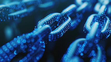 Poster - Concept digital blockchain technology. Blockchain chain with digital network and binary code. Smart network connection. Blockchain technology and cyber security. Global network technology. Futuristic 