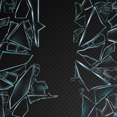 Wall Mural - Vector glass shards on an isolated transparent background. Broken glass png, fragments png. Crack, pieces of glass PNG