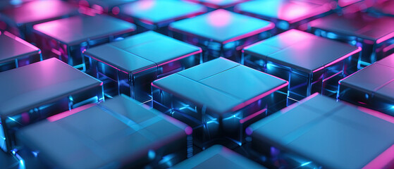 Technology background. Abstract and futuristic depiction of a digital technology network connection in a big. Abstract digital background with glowing network connections and blocks. AI