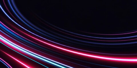 Poster - Abstract purple neon color glowing lines background