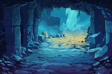Mysterious Underground Cavern with Ancient Ruins