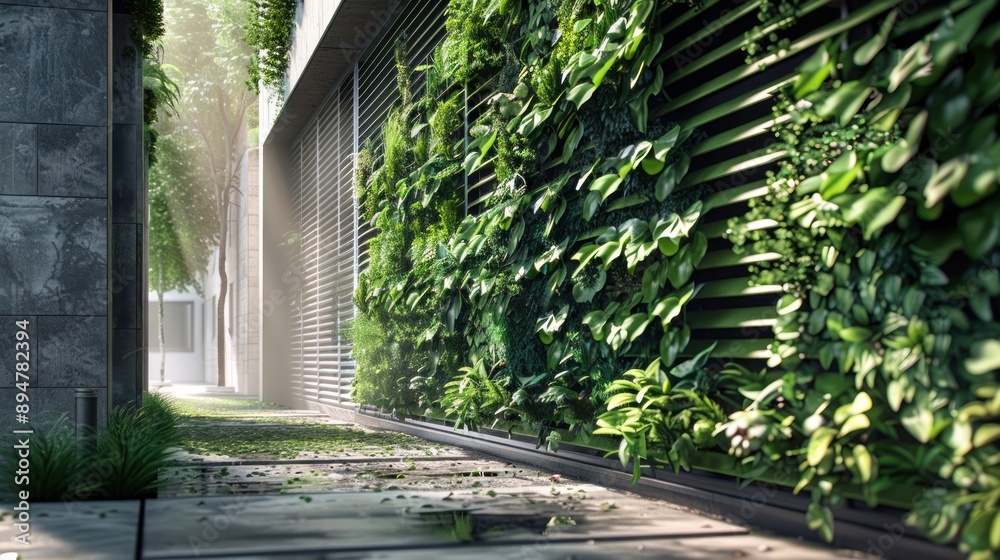 Picture of Generate a photo realistic image of urban green walls and facades ...