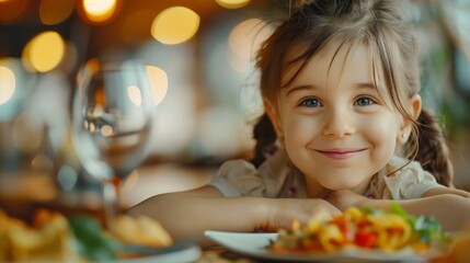 Wall Mural - Happy Child at Dinner Table