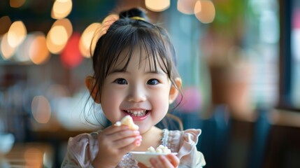 Wall Mural - Smiling Child Enjoying Ice Cream