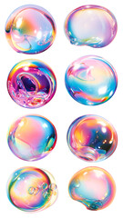 Canvas Print - PNG hologram bubble element set, transparent background