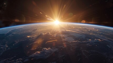 Wall Mural - Sunrise Over Earth from Space