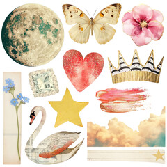 Poster - PNG Ephemera collage element set, transparent background