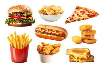 Wall Mural - PNG fast food set, transparent background