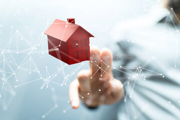 Poster - house. data Big data visualization background.Abstract technology