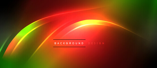 Aufkleber - Neon glowing circle rays, light round lines in the dark, planet style neon wave lines. Energetic electric concept design for wallpaper, banner, background