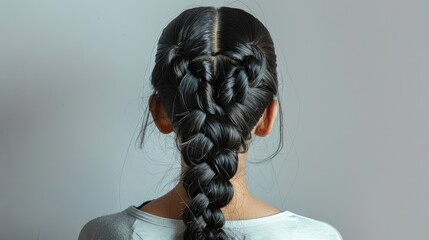 A girl with a heart braid hairstyle, cute and creative