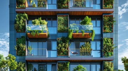 Poster - green building in architecture design and full of greenery
