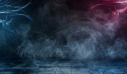 Wall Mural - background of empty space. dark empty background, concrete, smoke, cobweb. halloween background