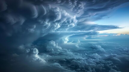 Poster - Cumulonimbus clouds with an anvil shape, stretching high into the atmosphere during a summer storm.