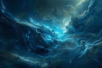 Wall Mural - Abstract background of a beautiful universe or raging sea waves. Cloudy nebula galaxy outer space. Wallpaper Supernova.