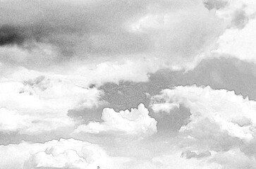 Poster - White cloud among dark rain clouds. Hand drawn pencil sketch illustration