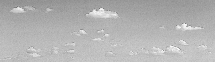 Poster - Sky with clouds panoramic view. Hand drawn pencil sketch illustration