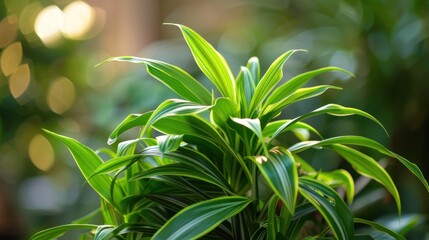 Wall Mural - Green Plant with Light Streaks in a Garden