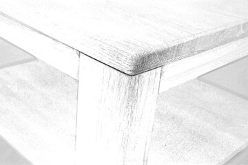 Wall Mural - Wooden table sketch pencil drawing. Table close view illustration