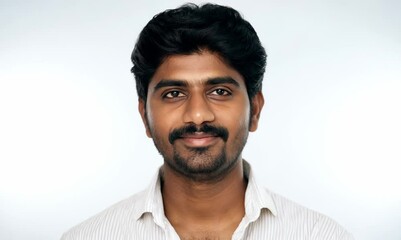 Canvas Print - Medium shot portrait of an Indian man in his 30s against a white background